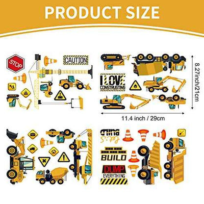 Glow in The Dark Construction Wall Decals, 39 Pcs Luminous Cartoon Wall Stickers Decals Glowing Self-Adhesive Truck Car Excavator Stickers for Ceiling Decor Nursery Bedroom Playroom Decor Boys Gifts