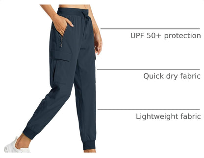 Libin Women's Cargo Joggers Lightweight Quick Dry Hiking Pants Athletic Lounge Casual Travel, Navy L