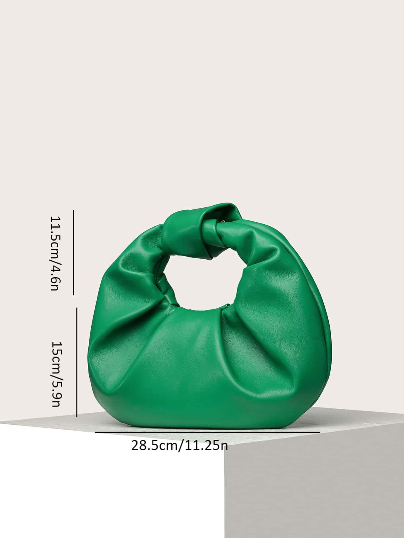 Verdusa Women's Ruched Evening Bag PU Leather Clutch Purse Trendy Small Hobo Handbag Wedding Guest Bags Green One Size