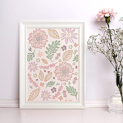 GSS Designs Allover Floral Daisy Wall Stencils 12x16Inch Garden Flowers Wall Stencils for Painting Floral Stencil for Wall Wood Furniture Craft Art
