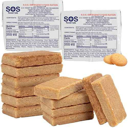 SOS Food Lab Emergency Food Bar - 2400 Calorie Ration (2 Pack Shortbread Cookie) - 2 Day/48 Hour Ready to Eat Supply for Camping, Hiking, Disaster Preparedness - 5 Year Shelf Life Energy Survival Food