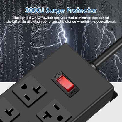 JUNNUJ 20 Amp Power Strip Heavy Duty 2 Pack, Garage 6 Outlets Metal 12 Gauge Surge Protector 3000J, High Amp 5-15P Adapter Shop 6-20R T-Slot Industrial (6AC 2-Pack, 6FT)