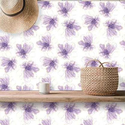 Floral Wallpaper Peel and Stick Boho Contact Paper Self Adhesive Removable Renter Friendly Purple Flower Wallpaper 17.7"x78"