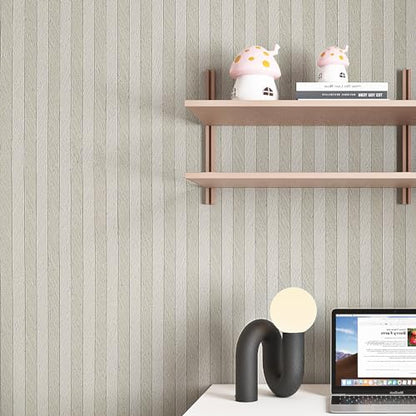Livelynine Striped Wallpaper Peel and Stick Bedroom Cream Tan and White Stripe Wall Paper for Bathroom Waterproof Contact Paper for Countertops Table Desk Cover Kitchen Cabinet Vinyl Wrap 15.8x78.8