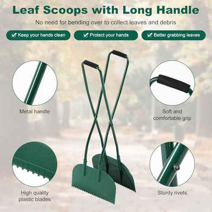 Leaf Grabber and Adjustable Metal Rake Set with Long Handle, 79-Gallon Reusable Yard Waste Bags & Gloves ? Complete Leaf Collector Tool Kit