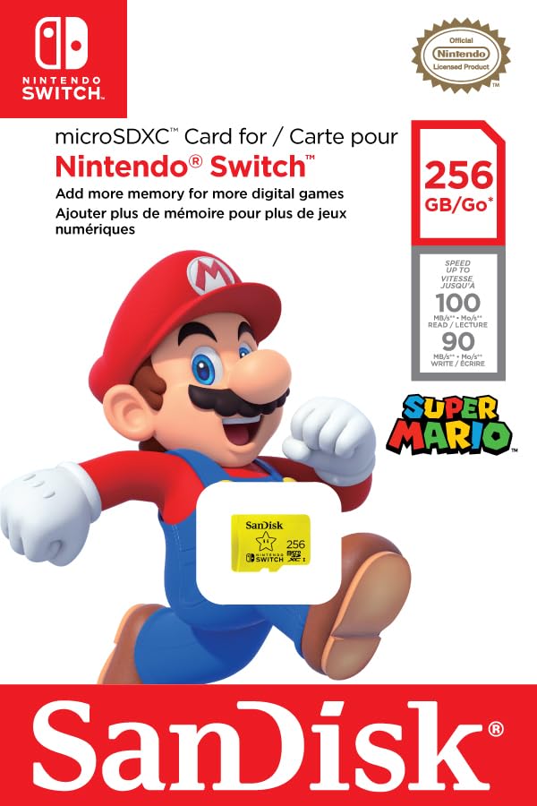 SanDisk 256GB microSD Card, Licensed for Nintendo-Switch - Made for Nintendo-Switch 1, OLED, and Lite - SDSQXAO-256G-GNCZN