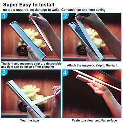 LED Under Cabinet Lighting Wireless, Dimmable LED Closet Light Rechargeable, Remote Control Kitchen Counter Lighting 15 Color Changing RGB Bar Perfect for Bedroom Indoor Pantry Shelf, 6 Pack