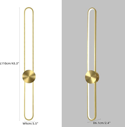 JAYMP Modern Wall Sconce Dimmable LED Wall Light Fixture, Hardwired Wall Lamp for Living Room, Dining Room, Bedroom, Hallway, Lobby, Entryway (Brushed Gold, H110cm/43.3inch)