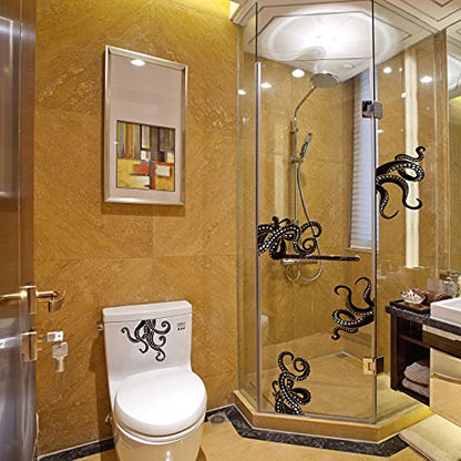 OOTSR 8PCS Octopus Tentacles Wall Sticker, Vinyl Art Decal, Kraken Toilet Decor, Bathroom Art for Toilet Seat