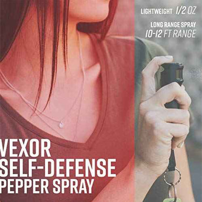 Zarc Vexor Police Strength Pepper Spray, Flip-Top Finger Grip, 20+ Shots, 10-12 Ft. Range - 4 Pack