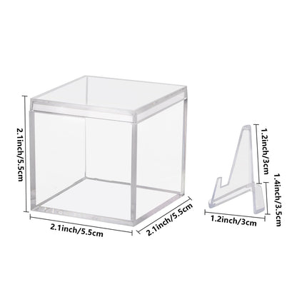 20 Pack Championship Ring Display Case Clear Acrylic Ring Case Display Box for Sports Baseball Softball Football Golf Single Ring Coin Holder Stand, 2.16 Inch