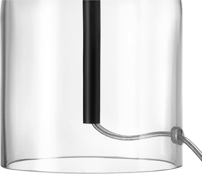GLOBE Electric 61000141 15" Table Lamp, Glass Base, Matte Black Finish, White Linen Shade, Rotary Switch on Socket, 5-Foot Clear Cord, Bedroom, Home Décor, Nightstand