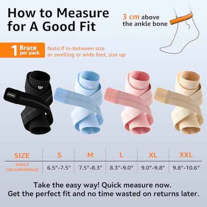 Flat Knitting Ankle Brace For Women&Men, 7-Zone Dynamic Compression Sleeve w/Flex Strap,Foot Support For Sports, Sprained Ankle, Achilles Tendonitis, Plantar Fasciitis Relief(Pack of1)L, Black