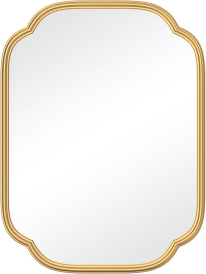 Gold Mirrors for Bathroom, 18" x 24" Rectangular Wall Mirror for Bathroom Metal Frame Farmhouse Rounded Corner Wall Mirror (Horizontal/Vertical)