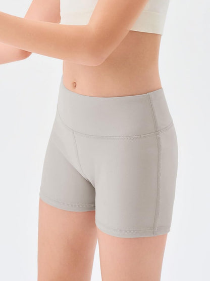 Haloumoning Girls Athletic Shorts Kids High Waisted Yoga Dance Biker Shorts Comfy Gymnastics Shorts 5-14Y Light Gray