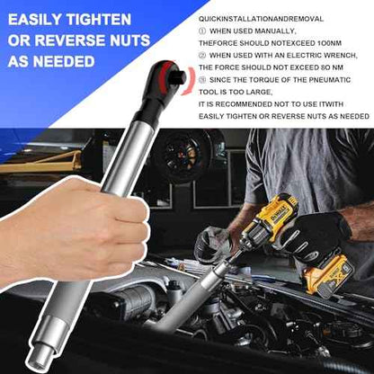 Offset Extension Wrench for Electric Drills,ratchet extension includes with 1/2" 3/8" 1/4" Square Drive Adapters,Impact Ratchet Extender for Tight Spaces