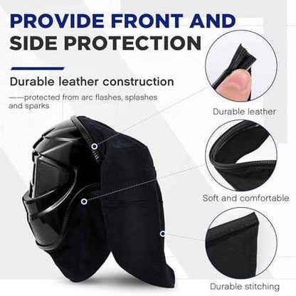 Jecery 2 Pcs Welding Helmet Cover and Helmet Bib Set, Welding Accessories with Press Fit Seal for Neck Protection, Fits Most(Classic,Black)