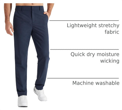 Libin Men's All Day Comfy Golf Pants Work Dress Pants 34" Quick Dry Lightweight Business Casual Trousers for Men with Pockets, Navy Blue, 38W x 34L