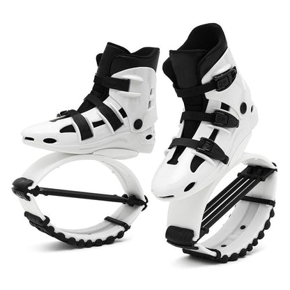 KPUKGJDK Kangaroo Jump Shoes for Women & Men – High Bounce Moon Shoes, Bouncy Jumping Boots for Exercise, Fitness, Weight Loss & Fun, Adjustable Fit, Low-Impact Rebounder Design(Black/White,X-Large)