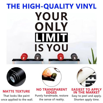 SEATUNE Motivational Gym Wall Decals - Inspirational Quotes Office Wall Stickers - School Classroom Home Garage Vinyl Art Wall Decor - Your Only Limit is You 15"X18"