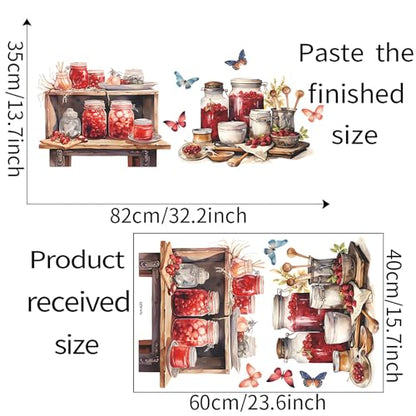 Bowl Kitchenware Utensil Shelf Wall Stickers, sacinora Butterfly Painted Wall Decals Removable Vinyl Peel and Stick for Kitchen Dining Restaurant Baking Room Bar Home Decorations