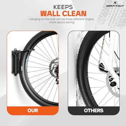 Foldable Bike Rack 1-Pack, Space Saving Vertical Bike Wall Mount with Adjustable 150¡Æ Rotating Hanger, Easy Garage, Indoor, or Shed Installation