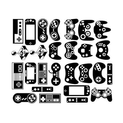 Game Controller Wall Decals for Kids Room - Game Art Stickers, Vinyl Decor for Boys Bedroom Gaming Room Y97 (Black)