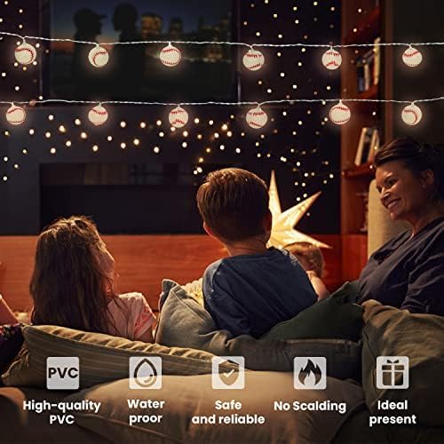 Baseball String Lights 20 LED 14FT Baseball Decor Battery Powered Indoor/Outdoor for Boys Room Ball Sport Theme Party Decorative,Birthday,Football Lovers Gift (Baseball String Lights)