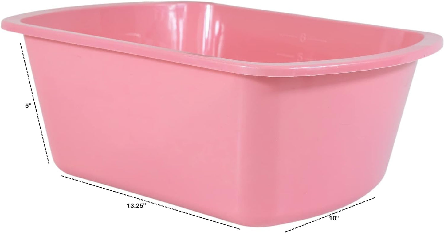 Wash Basins – Rectangular Plastic Hospital Bedside Soaking Tub - Small 7 Qt Graduated Bucket - Portable Washbasin for Washing, Cleaning, Foot Bath, Dishes, Face Cleansing Bowl -13.25 x 10 x 4.5 Inches