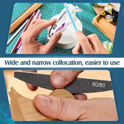 Honoson 70 Pcs Sanding Sticks Polishing Sticks Fine Sanding Twig Coded Abrasive Sand Twig for Plastic Model Assorted Metal and Wood Sand Tool Accessory for Craft(Low Grits Rating,Half Moon)