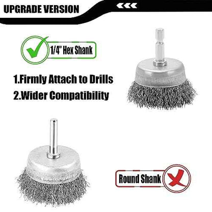 Wire Brush for Drill Set 6 Pcs, Wire Wheel for Drill with 1/4 Inch Hex Shank, Drill Wire Brush Set with 0.012 Inch Coarse Crimped Carbon Steel Wires for Removing Rust, Paint and Corrosion