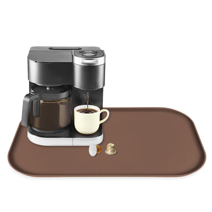 TOHONFOO Silicone Coffee Mat with Lip, 19.7'' x 15'' Heavy Duty Bar Mat, Coffee Tray for Countertop Fit Under Machine Pot Espresso Machine, Grey