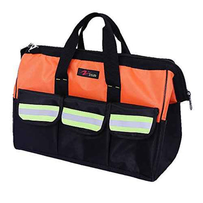 ZOJO Reflective Tool Bags For Men & Women 16 inch Wide Mouth (Large, Orange)