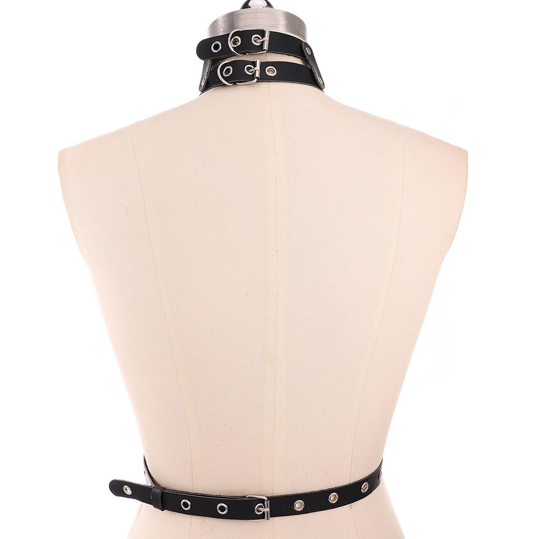 Nicute Leather Chest Belt Black Fashion Harness Belt Gothic Body Accessories for Women (Black)