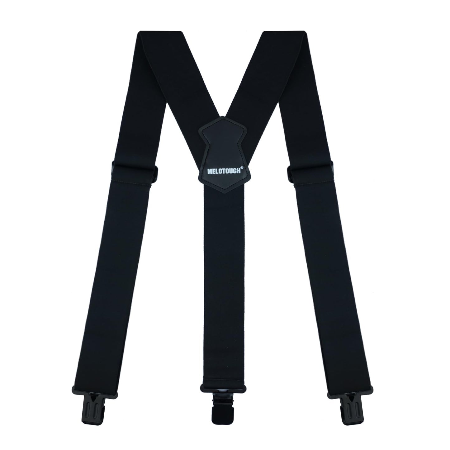 MELOTOUGH Black Y Back Suspenders for Men, 2 Inch Wide, Heavy Duty Clips, Work Suspenders for Women