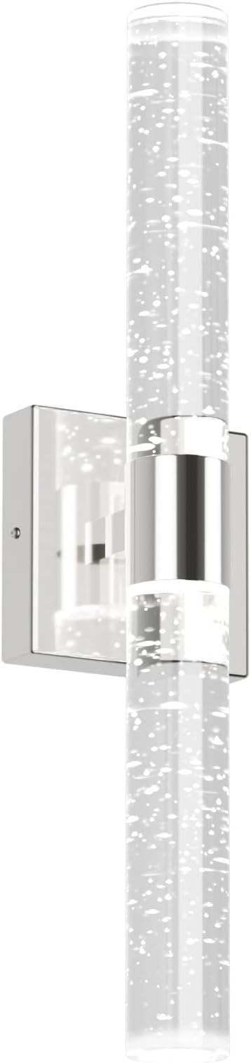 Tipace LED Bathroom Sconces Wall Lighting with Crystal Glass,Chrome Bathroom Vanity Light Fixtures,Modern Wall Lights for Mirror Living Room Hallway(6000K)