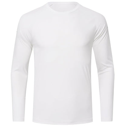 Men's Long Sleeve Rash Guard Swim Shirts UPF 50+ Sun Protection Dry Fit T-Shirt Athletic Tops for Running Hiking Fishing White XL