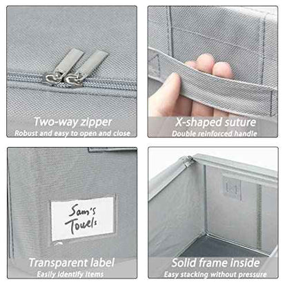 UUBEMM Clothes Storage Bins with Foldable Sturdy Frame,Stackable Storage Box for Closet Shelf Organizers for Seasonal Clothing,Blankets,Towel Bed Sheets,Toys Gift Others (Small -22L x3PACK, Grey)
