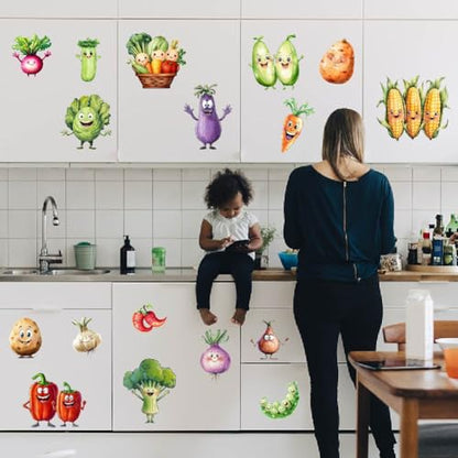 SUPERDANT Cartoon Vegetables Wall Decor Food Wall Sticker Kitchen Art Murals Stickers Restaurant Decor Peel and Stick Adhesive Sticker for Kitchen Restaurant Dining Room Nursery Decoration