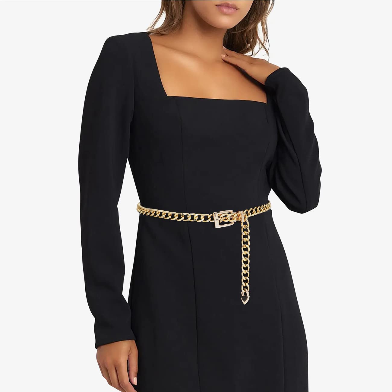 Suyi Chain Belts for Women Girls Metal Waist Belt for Dresses 110CM Gold