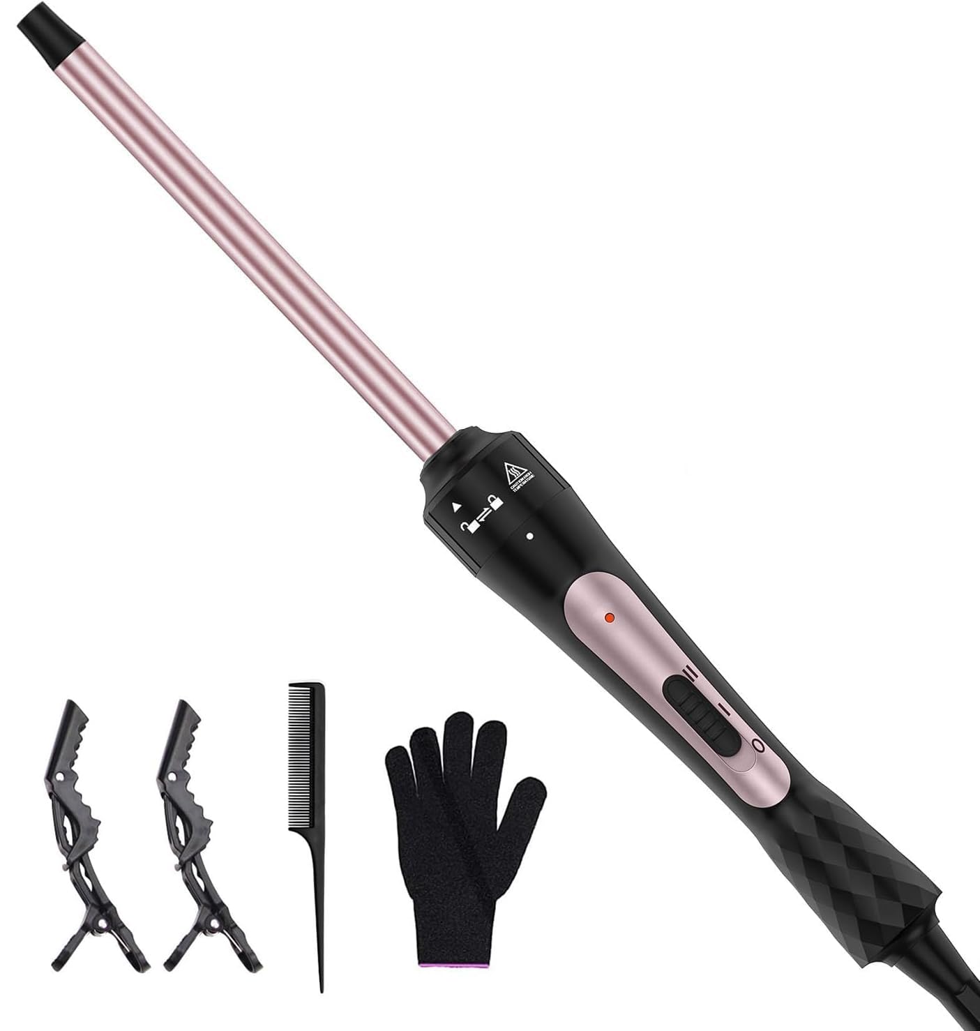3 in 1 Curling Iron, Curling Wand Set with 3 Interchangable Ceramic Beach Waves Wands(0.75"-1.25"), Dual Voltage 30s Fast Heating with Heat Resistant Glove & 2 Clip for Long/Short All Hairstyle