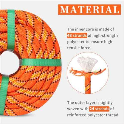 Arborist Rope Tree Rope Polyester Bull Rope (1/2in x 150ft) 48 Strands for Pull Swing Knot (Orange)
