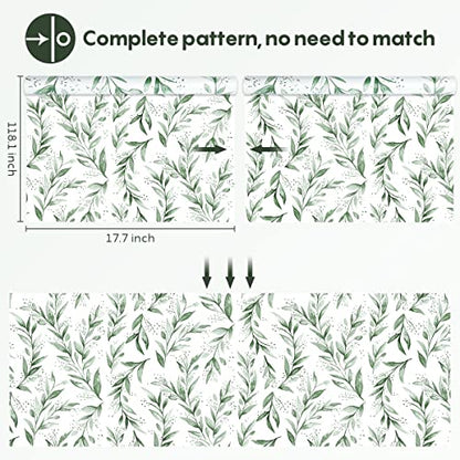 Beautyhero Peel and Stick Wallpaper 17.7 x118.1 Inch Olive Green Leaf Wallpaper Floral Contact Paper Bathroom Vinyl Removable Modern Farmhouse Sage Green Wall Paper Self Adhesive Neutral