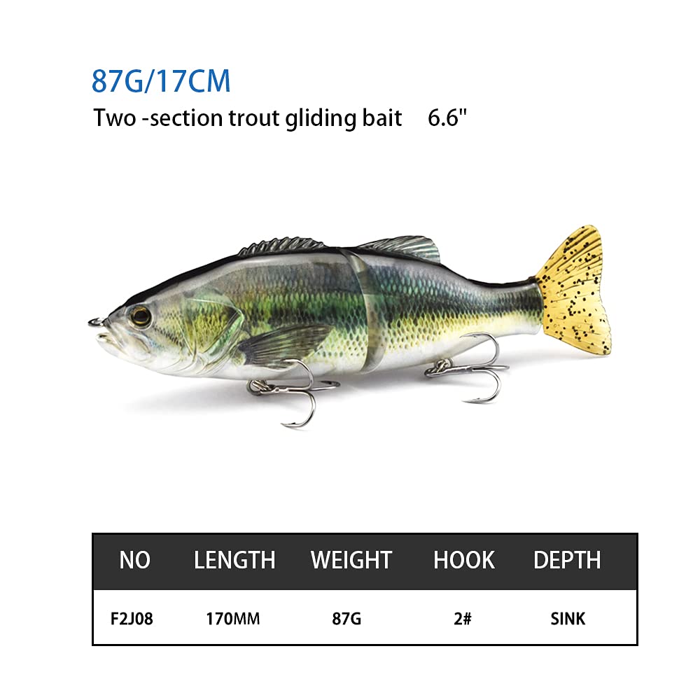 ods lure Fishing Lure Glide Bait Jointed Swimbait Artificial Fishing Bait with Hooks for Bass Trout Pike Walleye (Trout Glide Bait 6.6")