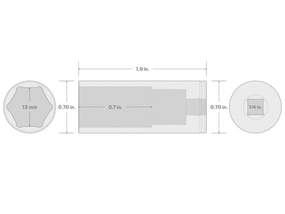 TEKTON 1/4 Inch Drive x 13 mm Deep 6-Point Socket | SHD03113