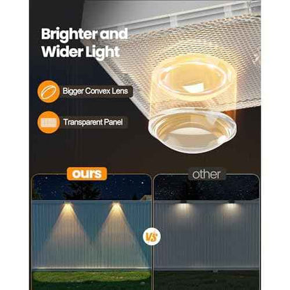 Bridika Solar Fence Lights Outdoor Waterproof, 12 Pack Solar Powered Deck Lights with Bright Lens LED, Warm White, Cool White and RGB Color Glow, Solar Light for Backyard, Wall, Patio & Garden