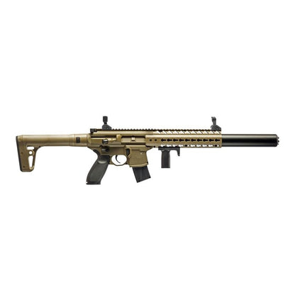 SIG SAUER MCX CO2-Powered Semi-Automatic .177 Caliber Pellet Air Rifle with Flip-Up Front & Rear Sights - 30rd Rapid Pellet Magazine Included - FDE