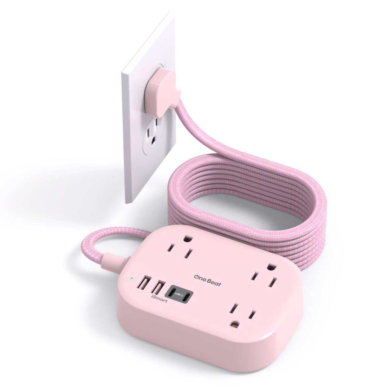 Cruise Essentials 2025,One Beat Travel Power Strip with USB C,Flat Plug Extension Cord with 3 Outlets 4 USB Ports(2 USB C),5 ft Desk Wall Outlet Extender,Non Surge Protector for Cruise,Dorm Room,ETL
