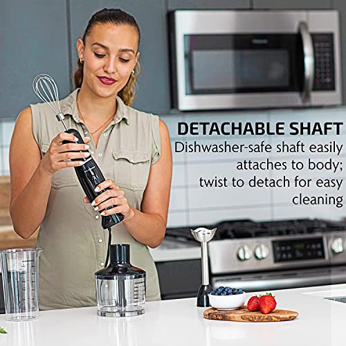 OVENTE Immersion Hand Blender, 300W Electric Handheld Portable Stick Mixer with 2 Mixing Speed and Stainless Steel Blades for Effortless Blending Smoothies, Shakes, Puree or Baby Food, Red HS560R