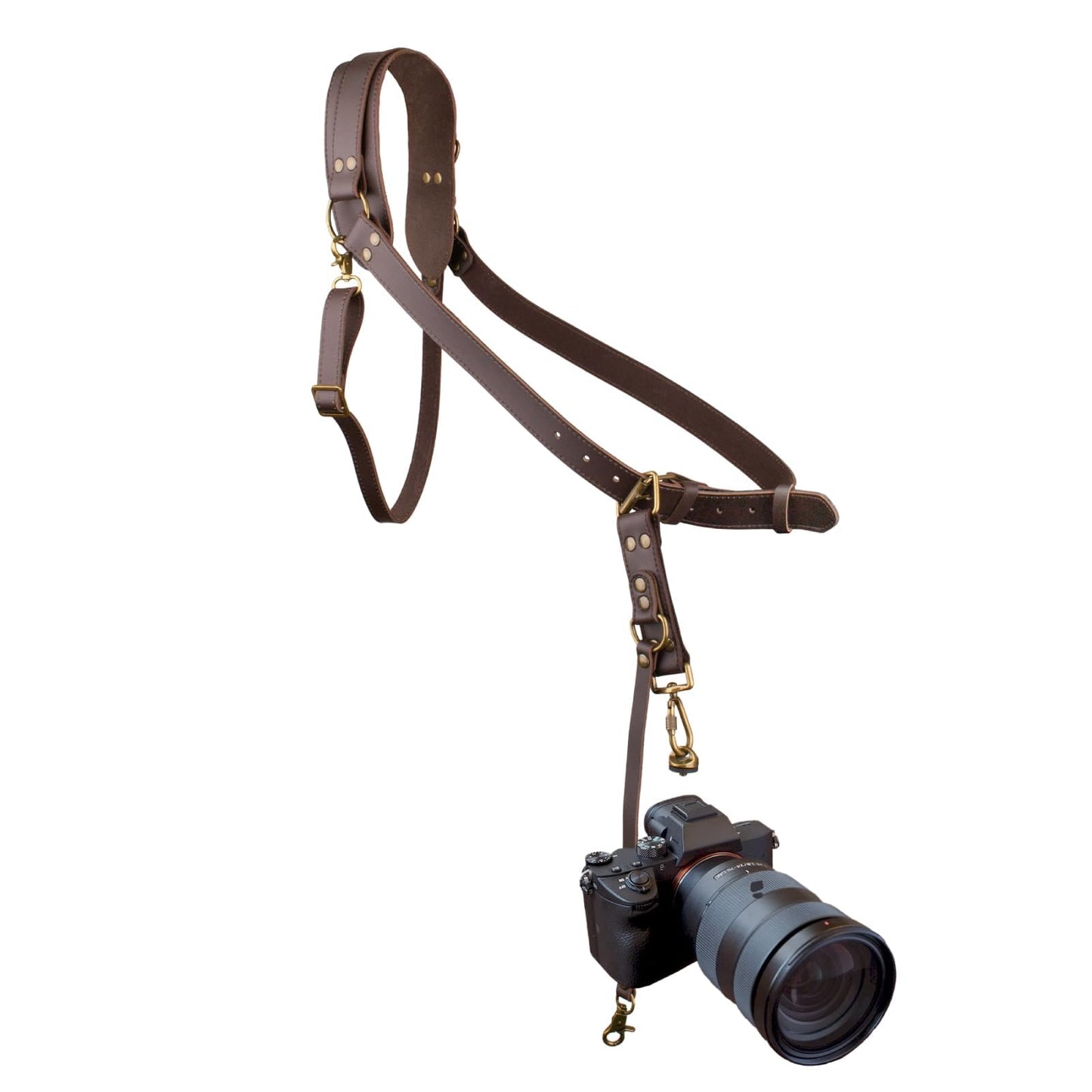 4J LEDR Leather Camera Harness for One Camera,Single Leather Camera Strap for Photographers,Camera Shoulder Strap Camera Harness for Photographers Quick Release Gear DSLR,BROWN